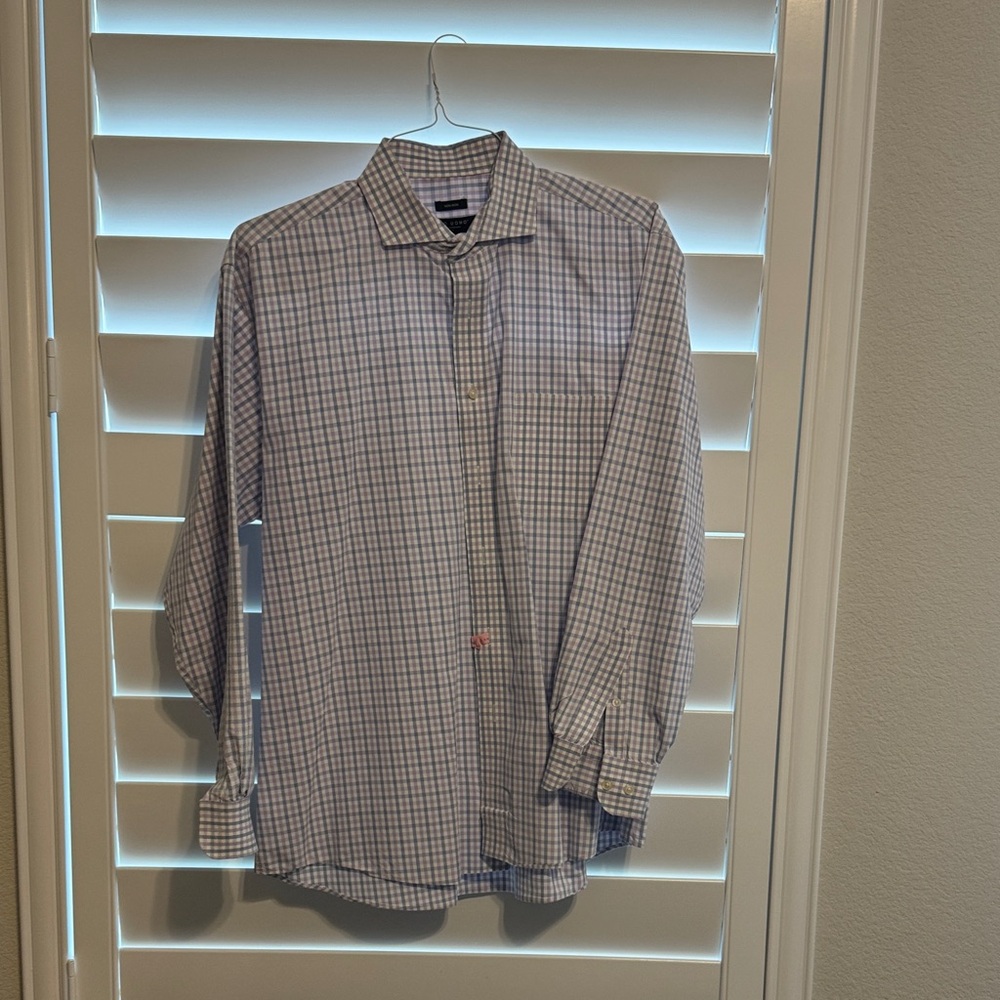 Pronto Uomo Blue and White Checkered Shirt